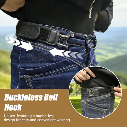 UKM 2PCS Buckleless Belt Hook, Tactical Metal Hook Elastic Belt, Gift for Men & Women, Valentine's Day Gift