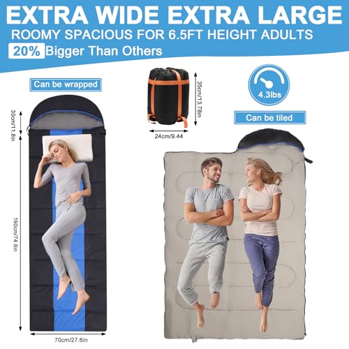 Sleeping Bags for Adults, Heated Sleeping Bag with 3 Adjustable Temperature, Waterproof USB Rechargeable Heating Pads, 0 D...
