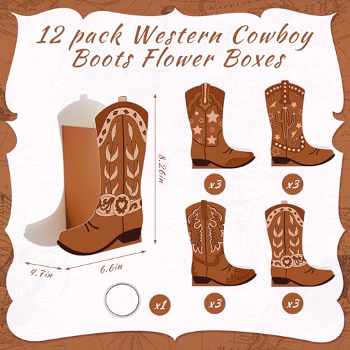 Memorywuu 12 Set Western Cowboy Boots Flower Boxes Centerpiece Boot Shape Gift Boxes Party Decoration Vase Centerpieces fo...