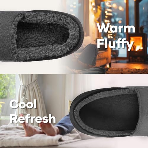 Zigzagger Men's Comfy Wool Slippers Indoor Outdoor House Shoes, Warm Soft Fur Fuzzy Fleece Lined Memory Foam Sole with Sue...