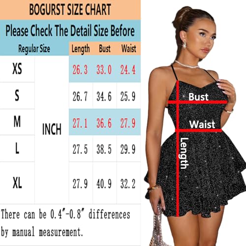 BOGURST Women Glitter Romper Dress Lace Up Sleeveless Backless Jumpsuit Dress