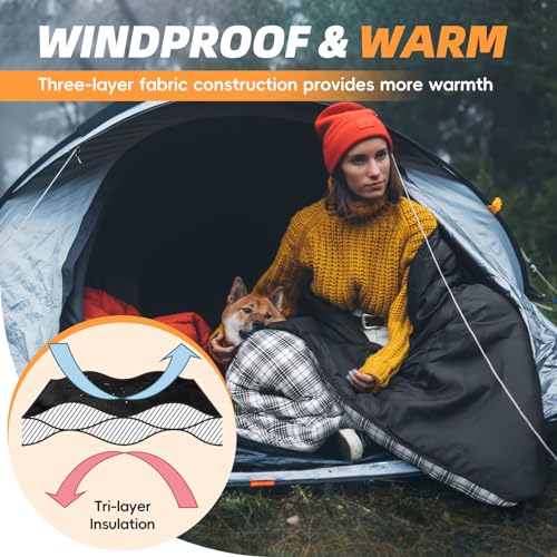 MEREZA Flannel Sleeping Bag for Adults XL, Large Wide Sleeping Bags for Camping Mens Warm Cotton Sleeping Bag 4 Season War...