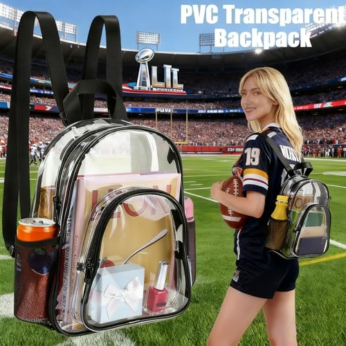 TKSDWBLTY 3Pcs Clear Backpack for Stadium Events,10x12x4 Inches Small Clear Backpack for Concert,Transparent Bag for Socce...