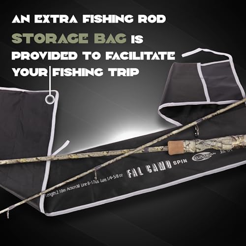 Eurasian Sports Medium Spin&Cast Fishing Rod Graphite Bass Fishing Rods Carbon 2 Piece Spinning Pole, Anti-tangling Guide ...