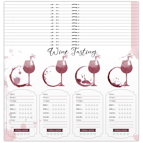 Gandeer 48 Pcs Wine Tasting Placemats Set Wine Score Rating Sheet Disposable Paper Placemat for Christmas Thanksgiving Bir...