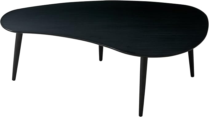 woJKod Solid Wood Table Desk, Coffee Table End Table Round for Kitchen Dining Room, Living Room, Bedroom and Restaurant, 4 Legs Removable-Black