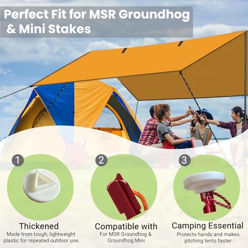 2-Pack 3D Printed Tent Stake Pusher Caps for MSR Groundhog & Mini – Fits 7.5" & 6" Stakes – Ultralight Durable Plastic Cap...