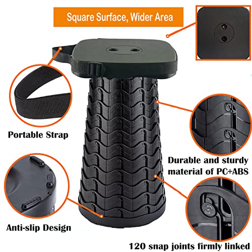 maliven Collapsible Camping Stool with Seat Cushion & Nylon Bag, Square Portable Telescopic Stool, Lightweight Sturdy Fold...
