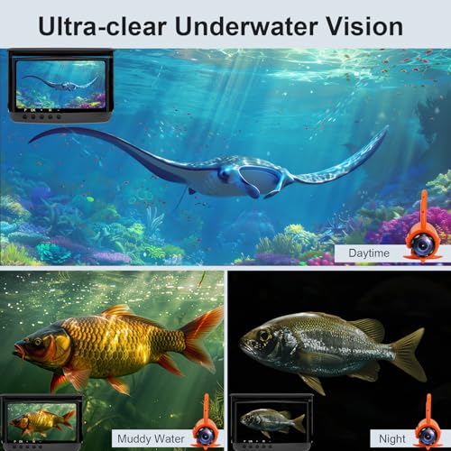 Underwater Fishing Camera Infrared Night Fishing Camera 5-inch HD Screen Equipped with 66-Foot About 20 Meters Cable 10000...