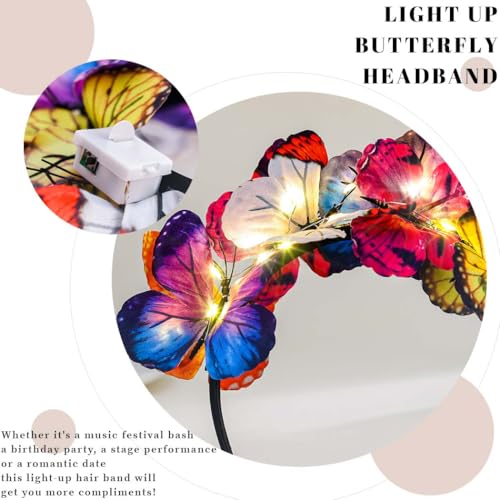 Gangel Light Up Butterfly Headband LED Glowing Hairbands Sparkling Butterfly Headpiece Party Costume Headbands for Women