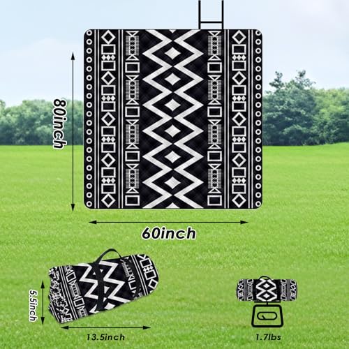ODESUN 80"x60" Waterproof Picnic Blanket Large Outdoor Camping Blanket Foldable Picnic Camping Blanket Thicker Machine Was...