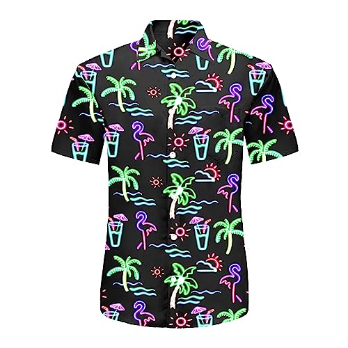 Stazary Neon Shirts for Men Button Up Shirts,Mens Neon Shirt Hawaiian Shirt for Men,Mens Beach Shirts Neon Clothes