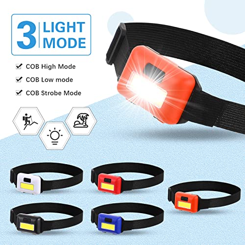 Treela 30 Pieces Led Headlamp Flashlight Outdoor Head Lamp Adjustable Headband Flashlights with 3 Modes Include 90 AAA Bat...