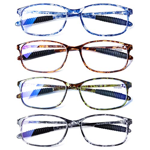 DOOViC Computer Reading Glasses 4 Pack Blue Light Blocking Glasses Anti Eyestrain Flexible Lightweight Readers for Women Men