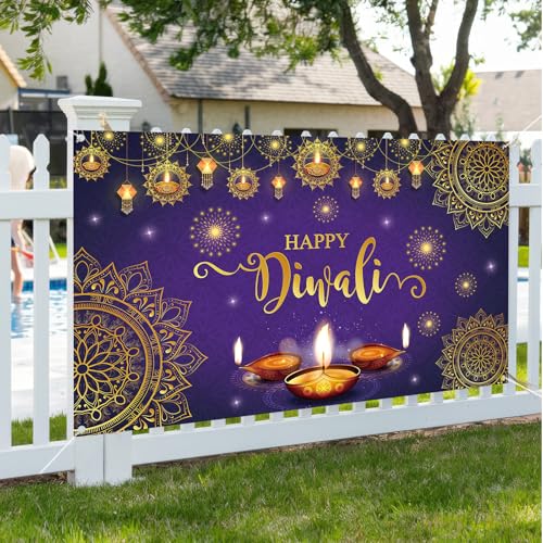 Happy Diwali Backdrop Banner,Deepavali Background Banner Festival of Lights Decor Photo Booth Props Background Diwali Indi...