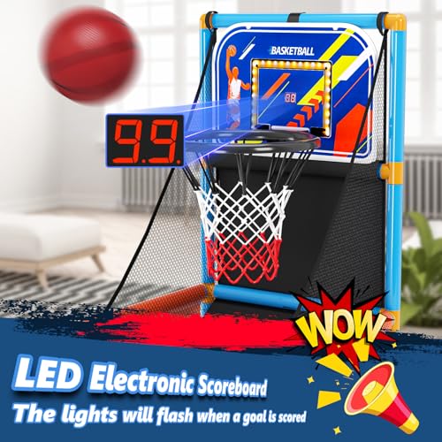 Handwell Arcade Basketball Game Set with Electronic Scoreboard&LED Light: Carnival Games Boy Toys Basketball Hoop Indoor O...