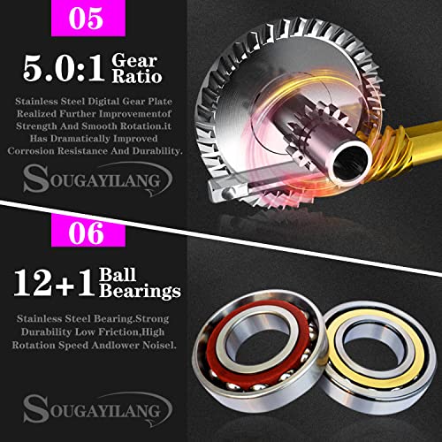 Sougayilang Fishing Pole, 30-Ton Carbon Fiber Fishing Rod and Reel Combo, 2 Pcs Blanks Spinning Reel Combos