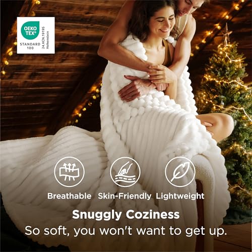 Bedsure GentleSoft White Throw Blanket for Couch - Cozy Blanket for Women, Cute Fleece Throw for Girls, Birthday Gifts for...