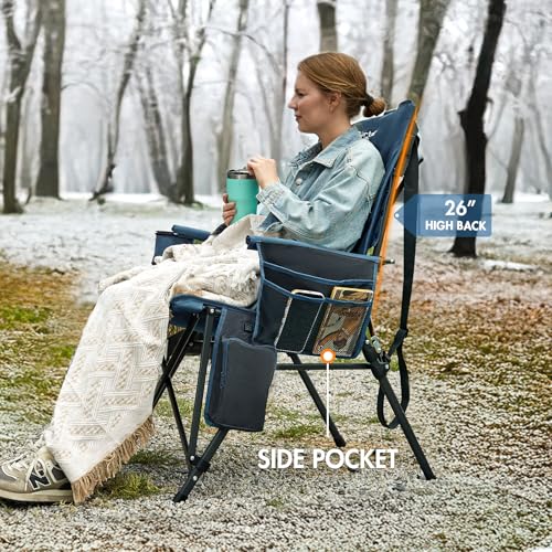 Portal Heated Camping Chairs for Adults Outdoor Sports Oversized Folding Lawn Chair with High Back, Heavy Duty 400 Lbs, Ba...