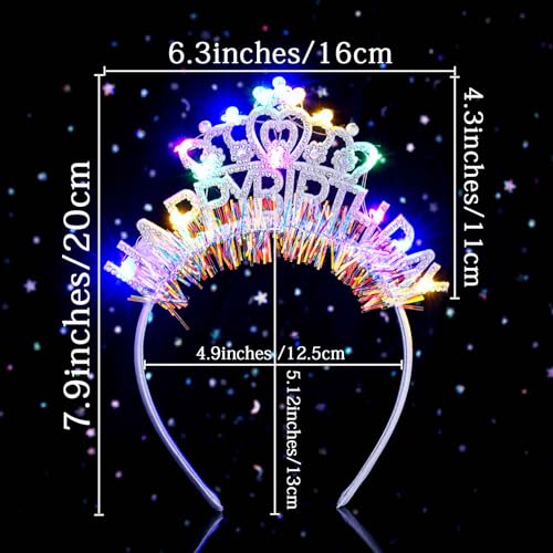 Acenail Light up Birthday Headband Glow Happy Birthday Girl Crown LED Flashing Birthdays Hair Accessories for Women