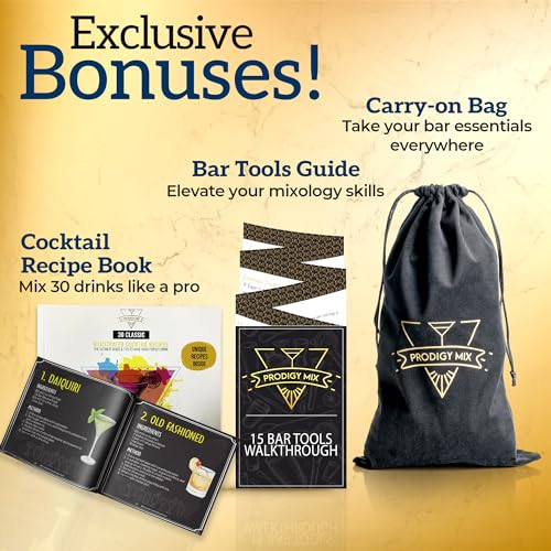 Elite Mixology Bartender Kit 20-Piece Boston Cocktail Shaker Set for Mixing with Stand- Indestructible Bar Accessories Bar...