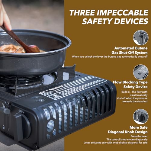 The First Penguin Portable Camping Stove - with Carrying Case 10,000 BTU Great for Emergency Preparedness Kit, High Power ...
