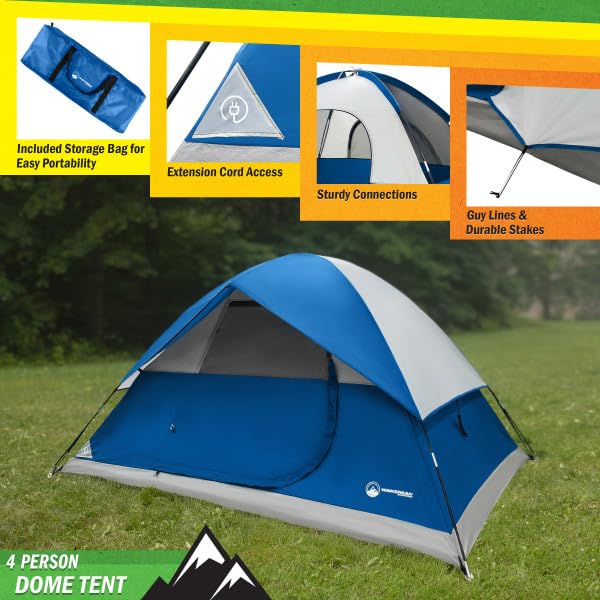 4 Person Camping Tent with Rainfly and Carrying Bag - Easy Pop Up Family Tents for Camping Essentials, Beach, Hiking, Back...