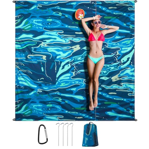 ZAIXIA Beach Blanket Sandproof Beach Mat,82" X 82" for 1-4 Adults,Lightweight Quick Drying Picnic Mat for Travel, Camping,...