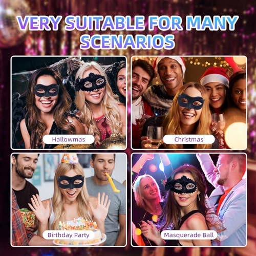 Gorbgle Masquerade Mask for Couples, Glitter Venetian Lace Masks for Women Men, Costume Eye Mask for Ball Party, Carnival