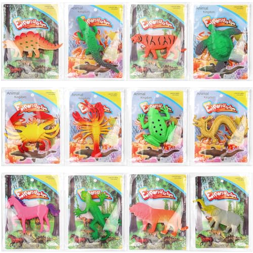 Outus 8 Pieces Growing Animal Creature Expandable Giant Grow 3D Water Creature Set Easter Egg Basket Filler Grow in Water ...
