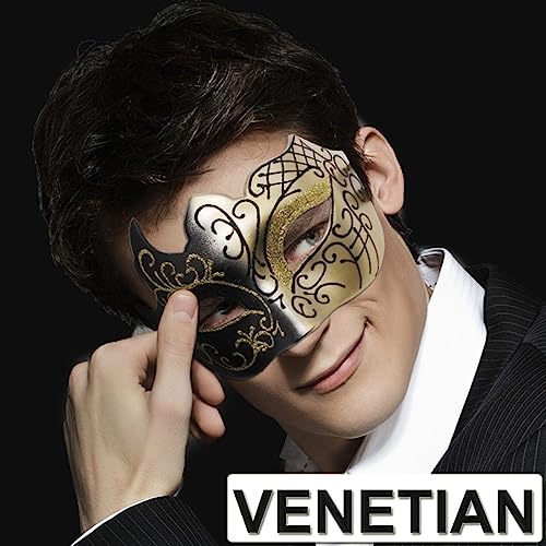 Ralleyfun Masquerade Mask for Men Couple Venetian Mask for Halloween Mardi Gras Costume Party Prom Ball