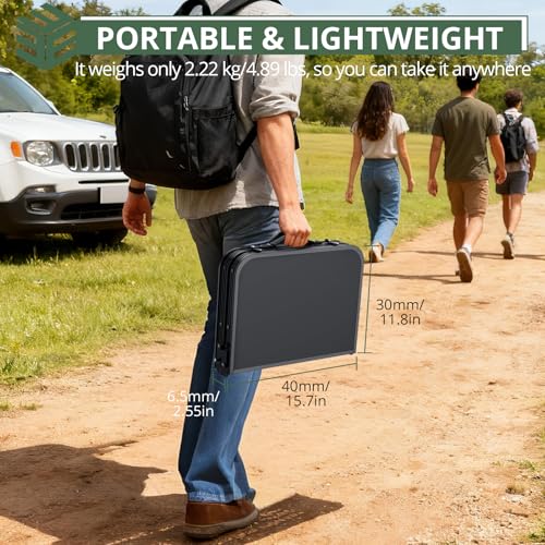 EYPINS Folding Camping Table Portable - Pure Black Aluminum 22.8x15.7'',3 Height Adjustable Small Outdoor Folding Table,Wa...