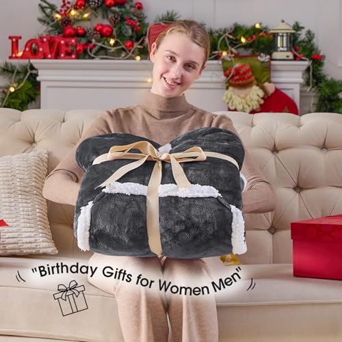 JOYWOO Wearable Blanket Hoodie, Birthday Gifts for Women Men Mom, Oversized Hooded Blanket for Adult, Cozy Fuzzy Sherpa Sw...