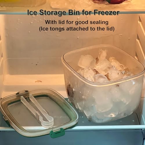 Yamteck Portable Ice Bucket with Lid & Tong for Outdoor Camping, Clear Plastic Storage Bin for Freezer, Refrigerator, Whis...