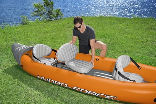 Bestway Hydro-Force 12'6" x 39" Rapid X3 Inflatable Kayak Set | Fits Up to 3 Persons | Includes 2 Aluminum Paddles, 1 Hand...