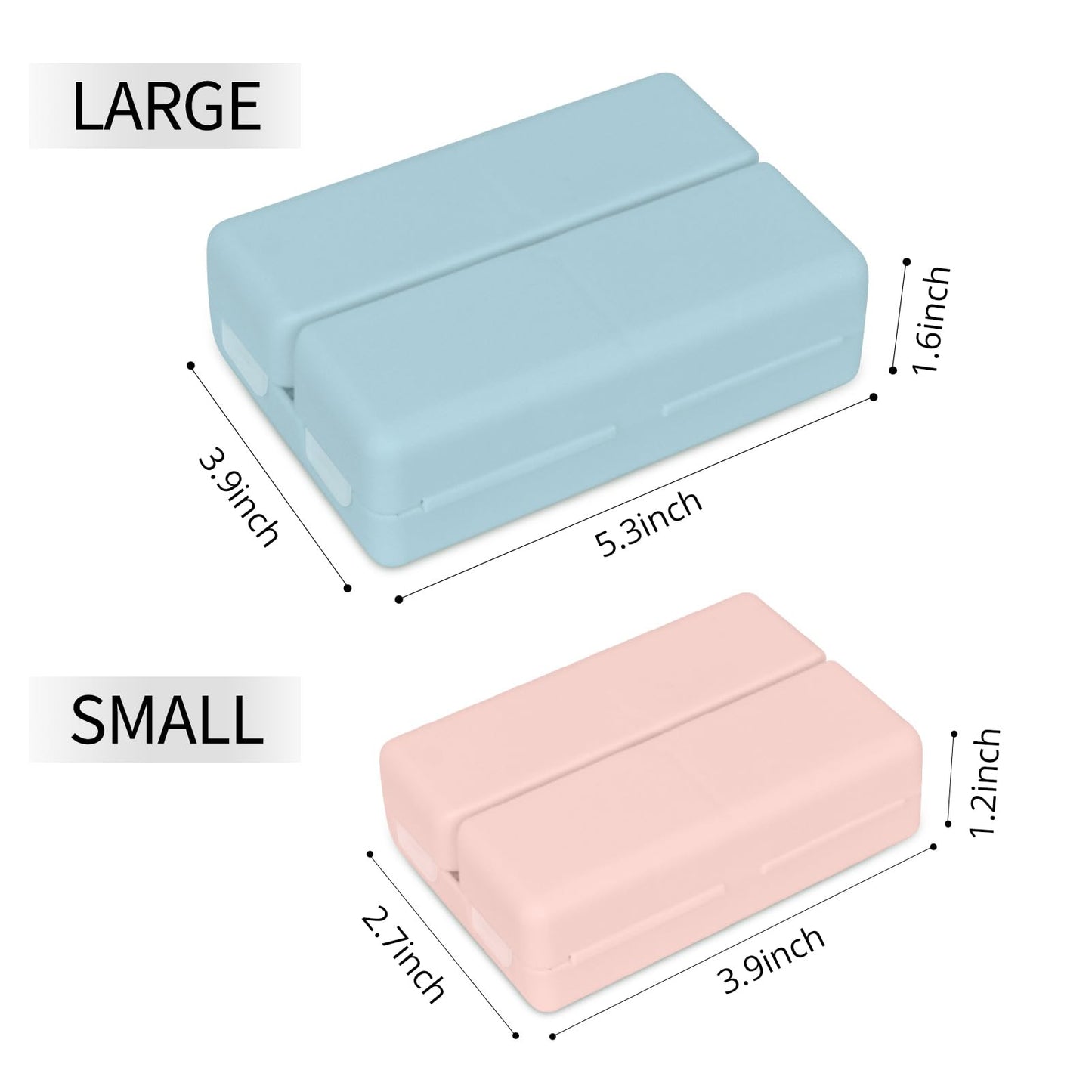 FYY 2 Pcs Daily Pill Organizer, 7 Compartments Portable Pill Case Travel Pill Organizer,[Folding Design] Pill Box for Purse Pocket to Hold Vitamins,Cod Liver Oil,Supplements and Medication-Pink+Navy