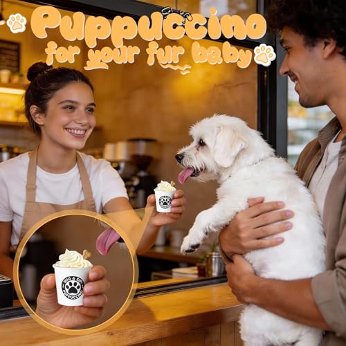 Yungyan 100 Pcs 3 oz Tiny Pup Cups for Dogs Mini Cups for Cream Mini Dog Paw Disposable Paper Container for Cafe Bar Pet T...