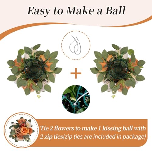 BLOSMON Terracotta Flowers for Wedding Centerpieces: 10 Pcs Artificial Rose Flower Balls Table Decorations - Fall Fake Sil...