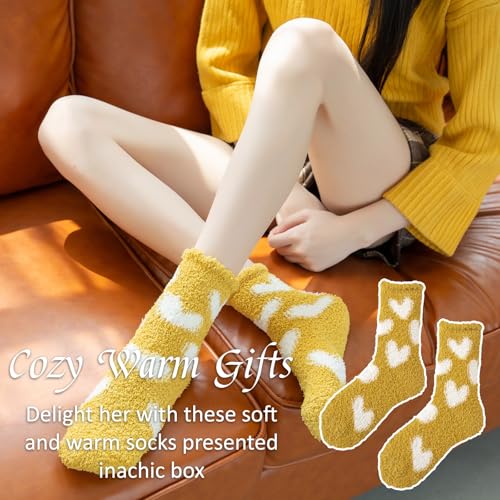 3 Pairs Winter Thick Socks for Women, Heart-shaped Pattern Winter Breathable Warm Socks Cozy Hiking Boot Sock for Cold Wea...