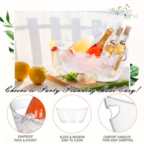 Barafat Ice Buckets for Parties (5.5L)& Ice Bucket Scoop, Clear Acrylic Champagne Bucket, Drinks Beverage Tub for Cocktail...