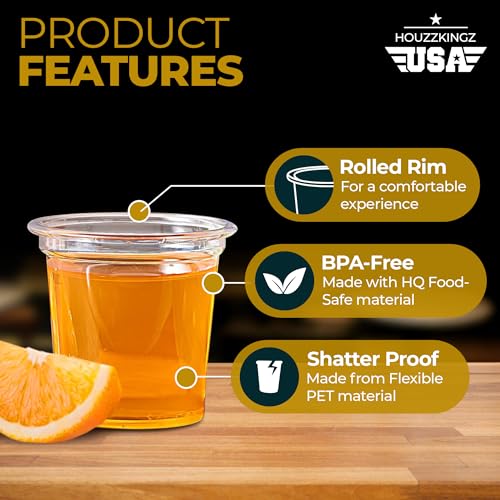 Plastic Shot Glasses Disposable 1.25 Oz – 250 Clear Plastic Shot Glass Cups Bulk for Liquors, Wine Tasting, Jello, Tequil...