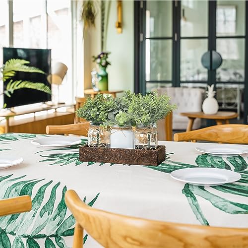 Mkono Mason Jar Lights Table Centerpiece for Dining Room Fake Eucalyptus Plants Christmas Table Decor for Kitchen Coffee T...