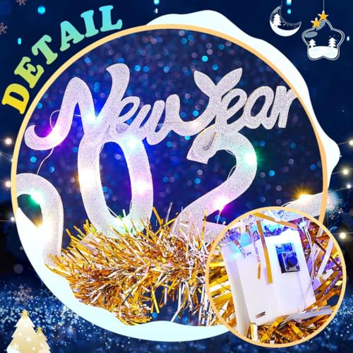 Zoestar Light Up New Year Headband Glowing 2026 Hair Bands Sparkly Festivals Costume Holiday Hair Accessories Women