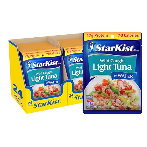 StarKist Chunk Light Tuna in Water, 2.6 oz Pouch (24 Pack) Ready to Eat Wild Caught Tuna, 17g Protein, 70 Calories Per Ser...