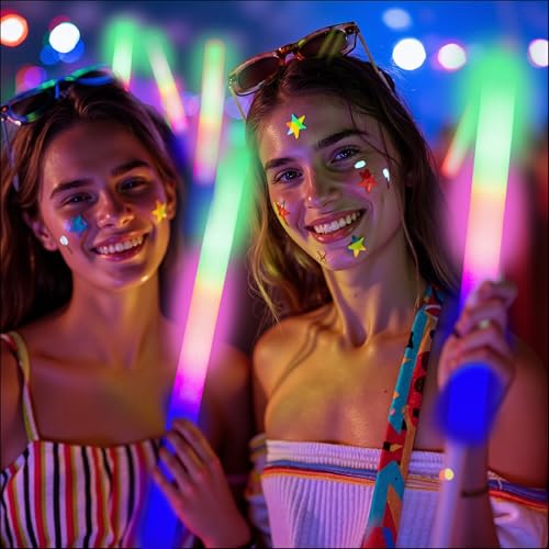 SVYIQ 12 PCS Foam Glow Sticks Bulk With 3 Modes Colorful Flashing,Foam Light up Sticks,Glow Sticks for Wedding,Glow in Dar...