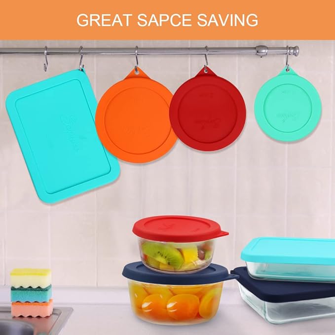 Sophico Silicone Storage Cover Lids Replacement for Anchor Hocking and Pyrex Glass Bowls (Container not Included) (MIX-9 PACK)