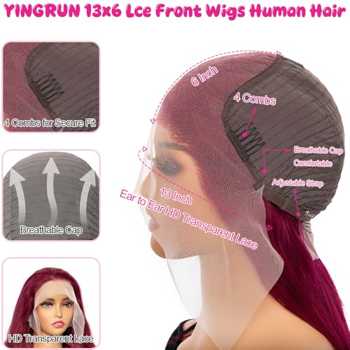 20 Inch Burgundy Wig Human Hair 13x6 Body Wave Lace Front Wigs Human Hair 99j Burgundy Lace Front Wigs Human Hair for Black Women