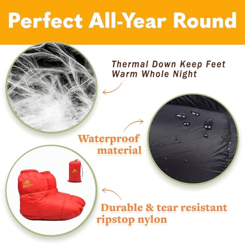 AUDIFU Down Booties Warm Socks Ultralight Sleeping Sock for Camping, Backpacking - Camp Sleeping Bag Tent Down Foot Warmer...