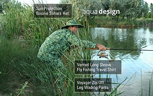 Aqua Design: Fly Fishing Mens Convertible Wading Pants Zip Off Legs Shorts: Misty Sky: Size Small