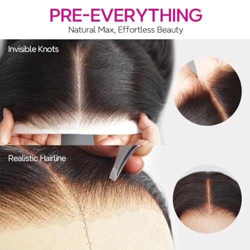 mscoco Bob Wig Human Hair 6¡¿5 Natural Black Body Wave Lace Front Wigs Human Hair Pre-bleached knots Glueless Bob Wig Human Hair Glueless Wigs Human Hair for Black Women